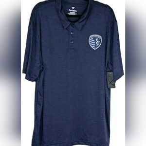New Men's 2XL MLS Sporting Kansas City Fanatics Polo Shirt S/S Polyester Soccer
